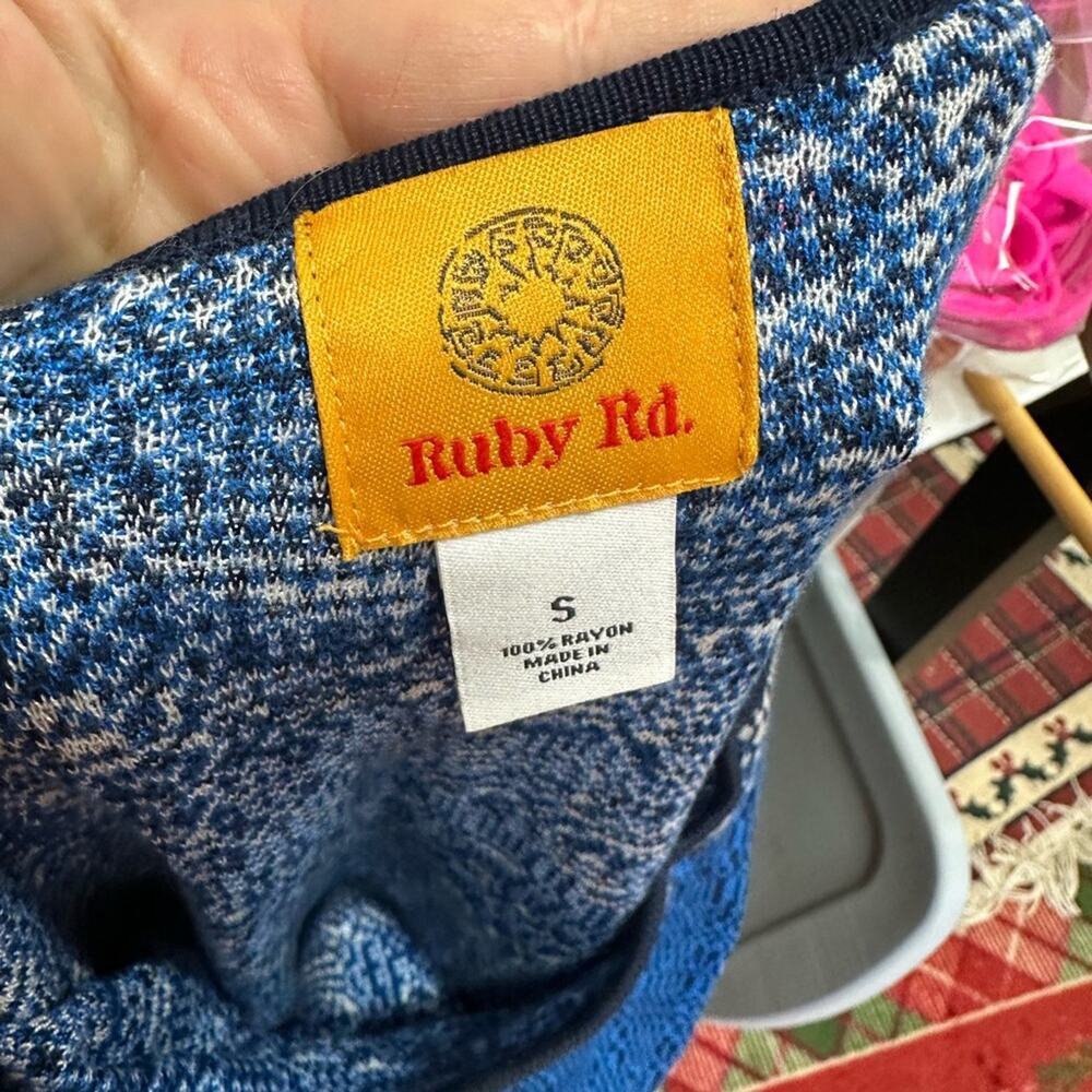 Ruby Rd. Blue and White Knit Top - Picture 2 of 3